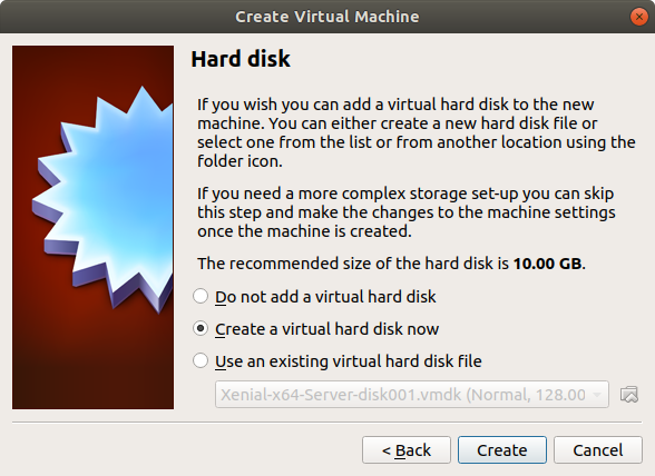 Create virtual hard drive
