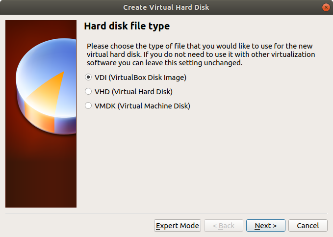 Select VirtualBox Disk Image