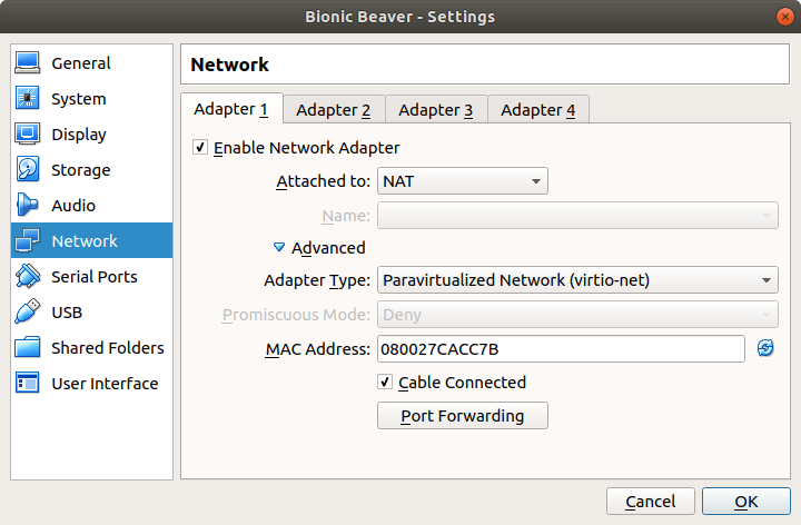 Specify the paravirtualized network driver
